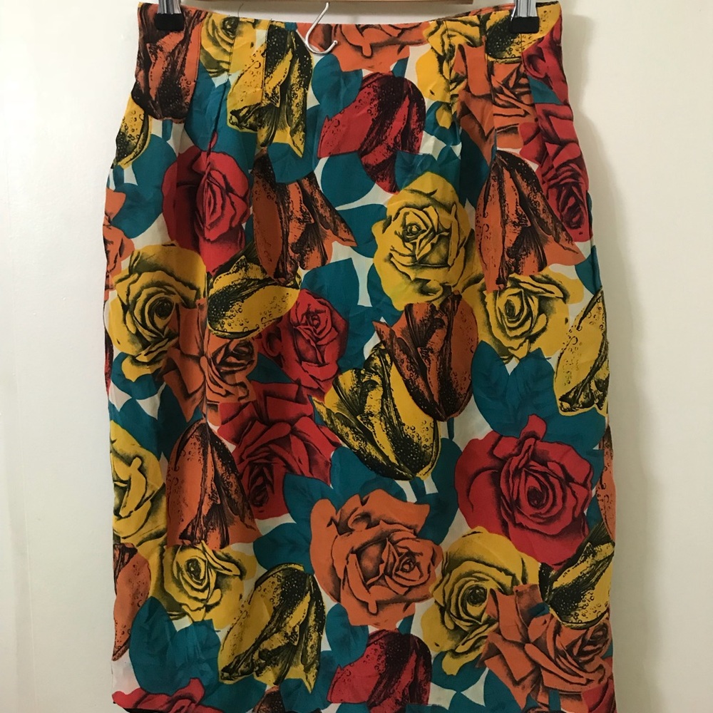 Vintage Floral Ann Taylor silk skirt size 8